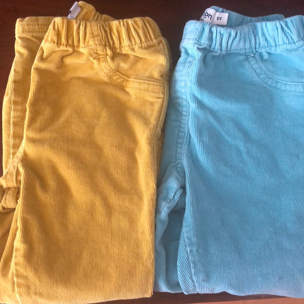 Pair of miniboden cord leggings - mustard and aqua